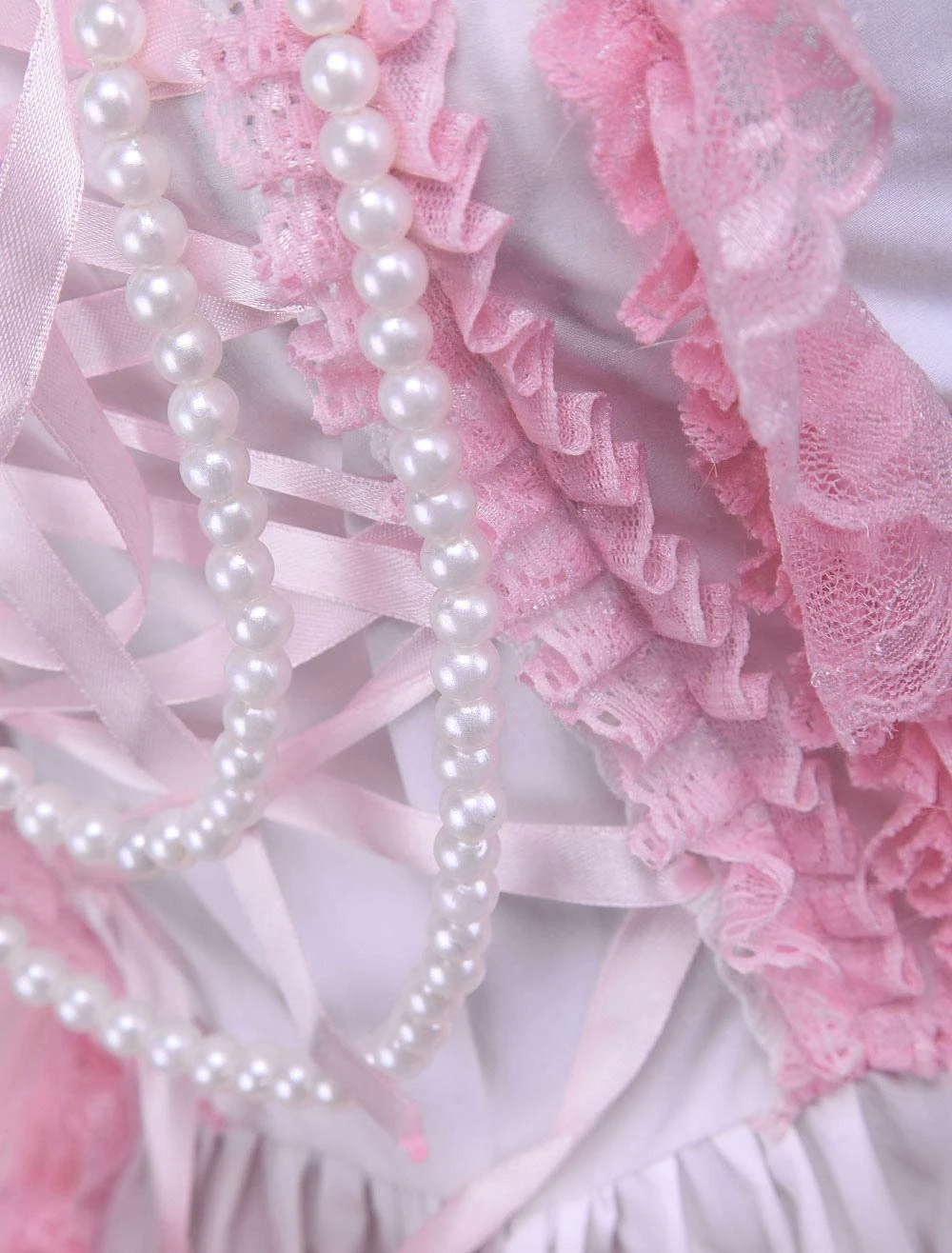 JSK Lolitashow Sweet Pink Cotton Loltia Jumper Dress Bows Layers Ruffles 10 JSK Lolitashow Sweet Pink Cotton Loltia Jumper Dress Bows Layers Ruffles - Image 8