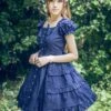 Lolitashow Classical Lolita Dress Layered Ruffles Lolita Dress Short Sleeves Lolita Op Dress With Bows -AYA Cosplay Shop 7849a95f 3541 4565 b7cd 911d2ee2da41