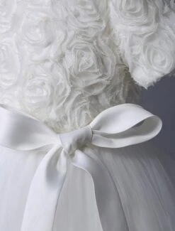 Ivory Flower Girl Dress Lace Tutu Dress Ribbon Bow Sash Half Sleeve Short Kids Party Dresses Free Customization -AYA Cosplay Shop 788c6221 d008 4c6d aa1e 424c3539ef79