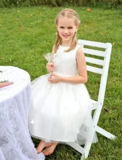 Flower Girl Dress Ivory Boho Pearls Beaded Tutu Dress Satin Sash Knee Length Kids Toddlers Party Dresses -AYA Cosplay Shop 78e9488b 19c5 48d2 8916 9957b9c14371
