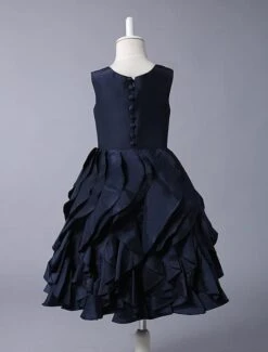 Navy Blue Taffeta Flower Girl Dress With Ruffle Skirt -AYA Cosplay Shop 7ecaddef 1b58 4dec a9e8 46cf5c887300
