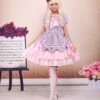 Lolitashow Sweet Purple Pink Lolita OP Dress Short Sleeves Layers Bows And Trim -AYA Cosplay Shop 7ee68ea8 6cd5 4040 bd92 30d19d0815f1