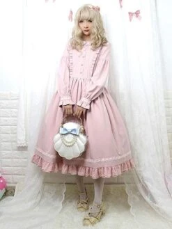 Sweet Lolita Dress OP Turndown Collar Ruffles Mid Calf One Piece Lolita Dress -AYA Cosplay Shop 7ffea9d1 6249 4856 9292 af6adaca9ec8