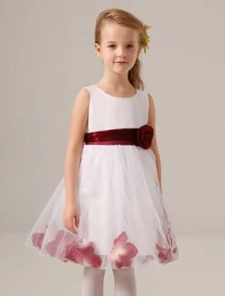 White Jewel Neck Knee-Length Flower Tulle Flower Girl Dress -AYA Cosplay Shop 81c7d48b 4d80 4ffd b686 9b6189b3610f
