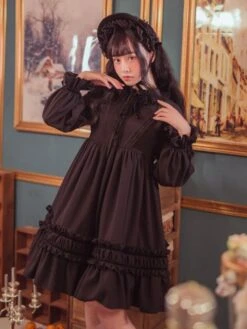 Classic Lolita One Piece Dress Solid Color Long Sleeve Vintage Lolita One Piece Dress -AYA Cosplay Shop 82193148 9edc 4509 9fd3 8024394b4ce9