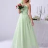 Junior Bridesmaid Dresses Light Green One Shoulder Flowers Chiffon Long Flower Girl Dress -AYA Cosplay Shop 8578a631 9efd 4078 b803 8d6af16ed263