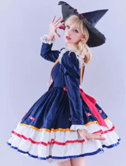 Lolitashow Exclusive Gothic Lolita Dresses Lace Ruffles Blue Spring Summer Dress -AYA Cosplay Shop 85fd342c1c53487db2fdeb29956cb126