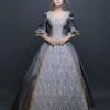Prom Dress Retro Costume Gray Victorian Satin Ball Gown Princess Costume Carnival