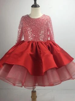 Flower Girl Dress Tulle Beaded Jewel Neck Long Sleeves Champagne Free Customization -AYA Cosplay Shop 8c592eaa 4c4e 485e 8cbd 071fdc515541