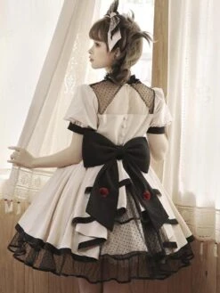 Sweet Lolita Dress Cotton Short Sleeves Jumper Sweet Lolita Dress -AYA Cosplay Shop 8d21c53261a6458ea600d90d1dceeef3