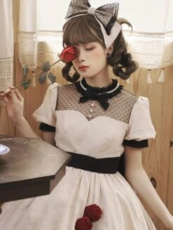 Sweet Lolita Dress Cotton Short Sleeves Jumper Sweet Lolita Dress -AYA Cosplay Shop 8d82c2431afd4d8c88075e0180ec463a