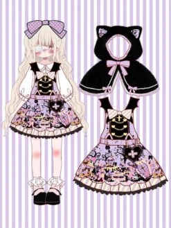 Sweet Lolita JSK Dress Polyester Sleeveless Lace Up Ruffles Black Sweet Lolita Jumper Skirt -AYA Cosplay Shop 8fea2d7c 4a05 40a8 8aec 441811104304