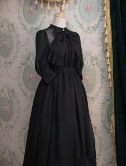 Classic Lolita OP One Piece Dress Stand Collar Long Sleeve Frills Ruffles White Lolita Dresses With Bows -AYA Cosplay Shop 91681600 150b 4a5e 938b 5b5db1cf7c8c