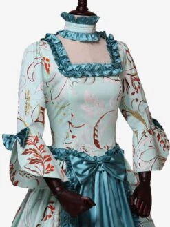 Victorian Dress Costume Women's Light Sky Blue Rococo Retro Floral Print Marie Antoinette Victorian Era Style With Choker Vintage Clothing -AYA Cosplay Shop 92ee76e9 e903 49cc 9177 ba80d3d1aaee
