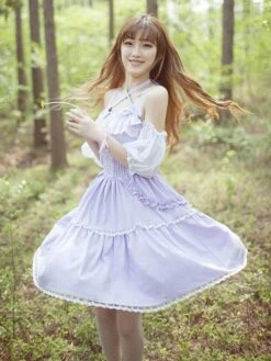 Lolitashow Sweet Lolita Dress Lace Ruffle Chiffon Lolita Jumper Skirt -AYA Cosplay Shop 945d29b9 99a5 42d4 b050 169d04042d26