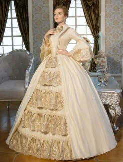 Victorian Dress Costume Retro Costumes Victorian Era Clothing Beige Long Flared Sleeves Ruffle Royal Costumes Dress Halloween -AYA Cosplay Shop 9605fd4a be6b 4cbe aa6a d6609c8be370