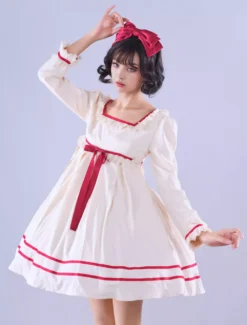 Lolitashow Exclusive Sweet Lolita Dress Polyester Long Sleeves Polyester Summer Tea Party Dress -AYA Cosplay Shop 989e2db1c0c84bda9fc5f9e2d44242f0