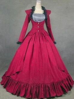Prom Dress Victorian Dress Costume Long Sleeves Red Ball Gown Women's Ruffle Button Victorian Era Clothing Retro Clothing Costumes Carnival -AYA Cosplay Shop 9cb5744bc05d45e9931dd0ba1ccc31d3