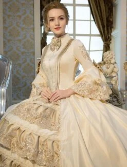 Victorian Dress Costume Retro Costumes Victorian Era Clothing Beige Long Flared Sleeves Ruffle Royal Costumes Dress Halloween -AYA Cosplay Shop 9e7d237c beb8 45ff 9504 5b1840451a4d