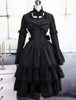 Black Cotton Gothic Lolita Dress
