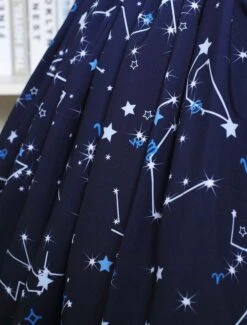 Lolitashow Sweet Lolita Dress Blue Constellation Printed Lolita Skirt With Black Lace Trim -AYA Cosplay Shop Blue Lolita Dress Sweet Constellation Printed Lolita Skirt With Black Lace Trim 616477 3099597
