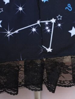 Lolitashow Sweet Lolita Dress Blue Constellation Printed Lolita Skirt With Black Lace Trim -AYA Cosplay Shop Blue Lolita Dress Sweet Constellation Printed Lolita Skirt With Black Lace Trim 616477 3099609