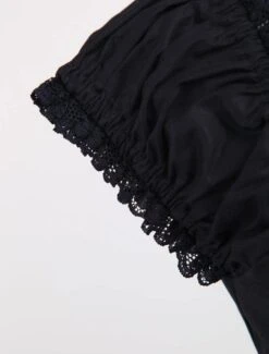 Gothic Lolita Dress OP Black Square Neck Short Sleeve Ruffle Tiered Lolita One Piece Dress -AYA Cosplay Shop Classic Black Layered Lace Up Cotton Lolita Dress 155778 4