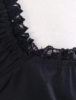 Gothic Lolita Dress OP Black Square Neck Short Sleeve Ruffle Tiered Lolita One Piece Dress -AYA Cosplay Shop Classic Black Layered Lace Up Cotton Lolita Dress 155778 6