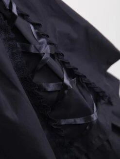 Gothic Lolita Dress OP Black Square Neck Short Sleeve Ruffle Tiered Lolita One Piece Dress -AYA Cosplay Shop Classic Black Layered Lace Up Cotton Lolita Dress 155778 7