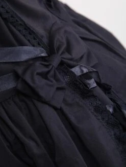 Gothic Lolita Dress OP Black Square Neck Short Sleeve Ruffle Tiered Lolita One Piece Dress -AYA Cosplay Shop Classic Black Layered Lace Up Cotton Lolita Dress 155778 8