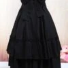 Lolitashow Gothic Lolita Dress SK Black Lace Up Ruffle Tiered Cotton Lolita Skirt -AYA Cosplay Shop Cotton Black Polka Ruffled Lace Bottom Lolita Skirt 12449 10