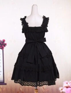 Lolitashow Cotton Black Sleeveless Gothic Lolita Dress -AYA Cosplay Shop Cotton Black Sleeveless Gothic Lolita Dress 16662 8