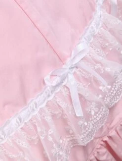 Lolitashow Cotton Pink And White Lace Classic Lolita Dress -AYA Cosplay Shop Cotton Pink And White Lace Classic Lolita Dress 7685 9