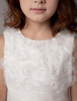 Cute White Sleeveless Embroidery Satin Flower Girl Dress -AYA Cosplay Shop Cute White Sleeveless Embroidery Satin Flower Girl Dress 14822 771076