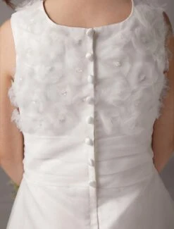Cute White Sleeveless Embroidery Satin Flower Girl Dress -AYA Cosplay Shop Cute White Sleeveless Embroidery Satin Flower Girl Dress 14822 771078