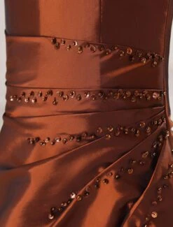 Flower Girl Dresses Ember Red A Line Square Neckline Taffeta Ankle Length Toddler's Dinner Dress -AYA Cosplay Shop Exquisite Chocolate Brown Taffeta Square Collar Floor Length Junior Bridesmaid Dress 117538 6