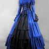 Prom Dress Victorian Dress Costume Blue Satin Ruffle Long Sleeves High Collar For Women's Victorian Era Clothing Corest Retro Outfits Halloween -AYA Cosplay Shop Gothic Lolita Victorian Aristocrat Blue Long Dress Gown 34032 528484