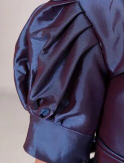 Flower Girl Dress Plum Purple Taffeta Ruched Toddlers Pageant Dress Short Sleeve Princess Floor Length Kids Party Dress -AYA Cosplay Shop Short Puff Sleeves Taffeta Sash Flower Girl Dress 14897 9