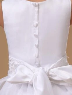 Sweet Ivory Satin Flower Girl Dress -AYA Cosplay Shop Sweet Ivory Satin Flower Girl Dress 96138 12