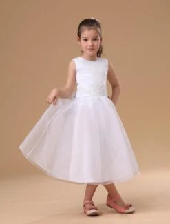 Sweet Ivory Satin Flower Girl Dress -AYA Cosplay Shop Sweet Ivory Satin Flower Girl Dress 96138 7