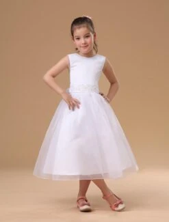 Sweet Ivory Satin Flower Girl Dress -AYA Cosplay Shop Sweet Ivory Satin Flower Girl Dress 96138 8