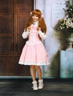 Lolitashow Sweet Ruffles Sleeveless Cotton Lolita Dress -AYA Cosplay Shop Sweet Ruffles Sleeveless Cotton Lolita Dress 25000 3
