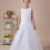 White A-line Sleeveless Embroidery Flower Girl Dress