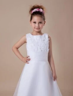 White A-line Sleeveless Embroidery Flower Girl Dress -AYA Cosplay Shop White A line Sleeveless Embroidery Flower Girl Dress 18618 6