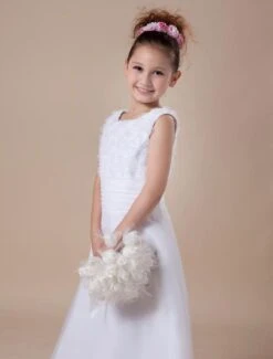 White A-line Sleeveless Embroidery Flower Girl Dress -AYA Cosplay Shop White A line Sleeveless Embroidery Flower Girl Dress 18618 7