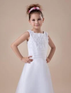 White A-line Sleeveless Embroidery Flower Girl Dress -AYA Cosplay Shop White A line Sleeveless Embroidery Flower Girl Dress 18618 8