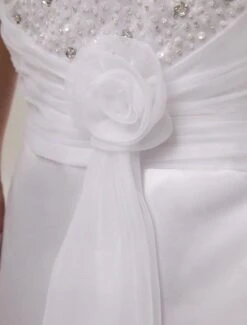 White Beaded Satin Flower Girl Dress -AYA Cosplay Shop White Beaded Satin Flower Girl Dress 14976 8