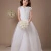 White Short Sleeves Satin Organza Flower Girl Dress -AYA Cosplay Shop White Short Sleeves Satin Organza Flower Girl Dress 18616 10