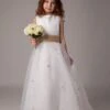 White Sleeveless Bow Sash Flower Girl Dress 1 White Sleeveless Bow Sash Flower Girl Dress -AYA Cosplay Shop White Sleeveless Bow Sash Flower Girl Dress 14677 1