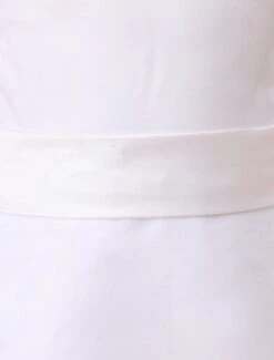 Flower Girl Dress White A Line Kids Pageant Dress Organza Ruffles Tiered Sash Floor Length First Communion Dress -AYA Cosplay Shop White Sleeveless Ruffles Satin Flower Girl Dress 14877 6